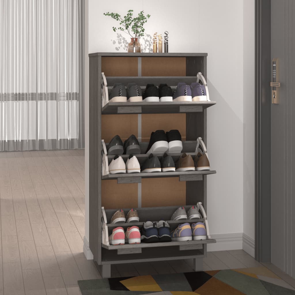 vidaXL Szafka na buty HAMAR, jasnoszara, 59,5x35x117 cm, lita sosna