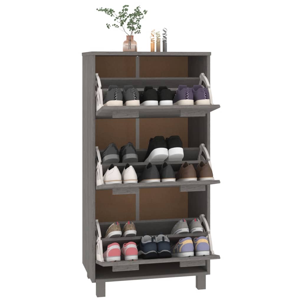vidaXL Szafka na buty HAMAR, jasnoszara, 59,5x35x117 cm, lita sosna