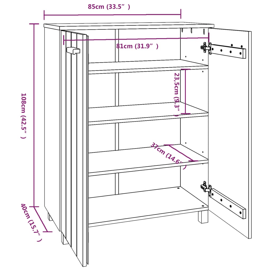 vidaXL Szafka na buty HAMAR, biała, 85x40x108 cm, lite sosna