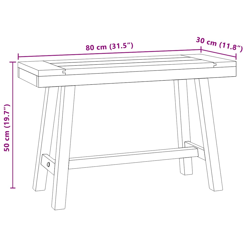 vidaXL Ławka, 80 cm, lite drewno tekowe