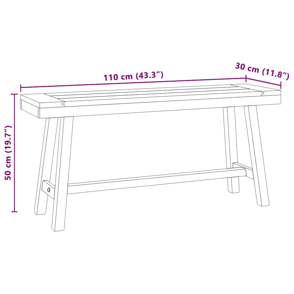 vidaXL Ławka, 110 cm, lite drewno tekowe