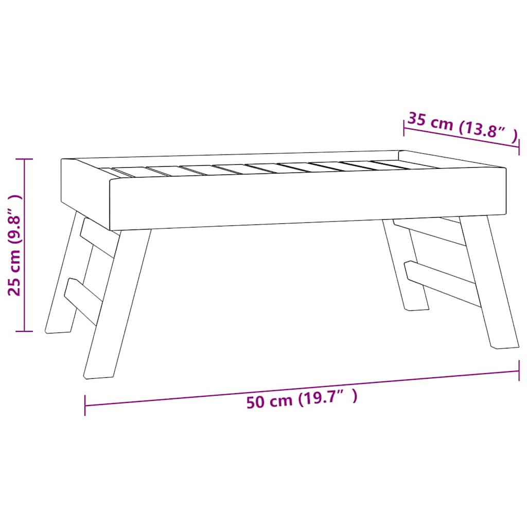 vidaXL Składana taca, 55x35x25 cm, lite drewno tekowe