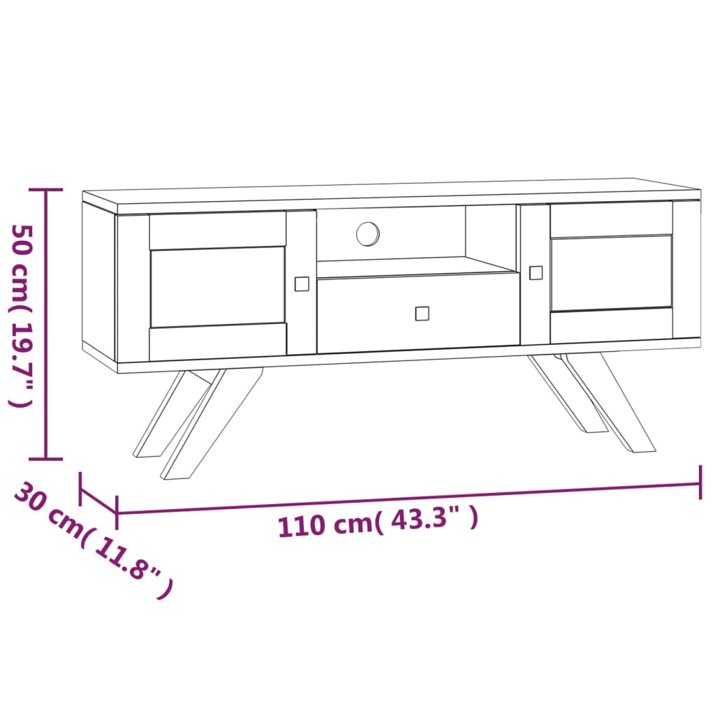 vidaXL Szafka telewizyjna, 110x30x50 cm, lite drewno tekowe