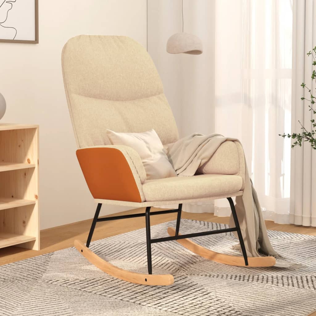 vidaXL Fotel bujany, kremowy, tapicerowany tkaniną