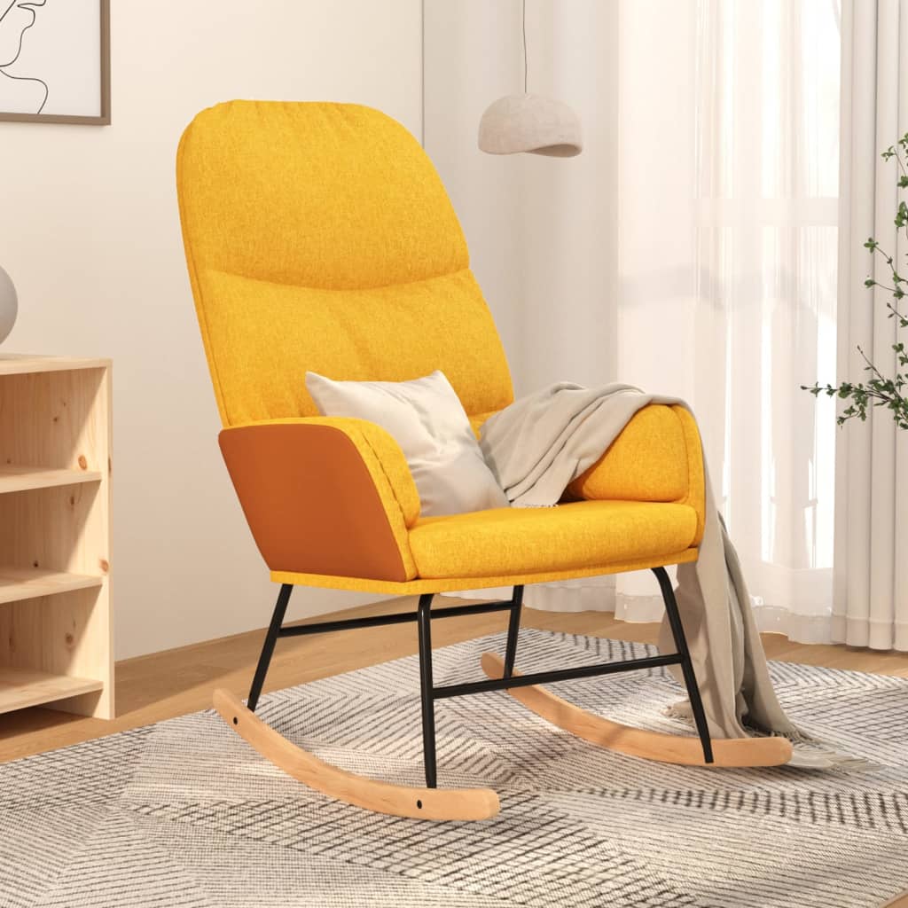 vidaXL Fotel bujany, musztardowy, tapicerowany tkaniną