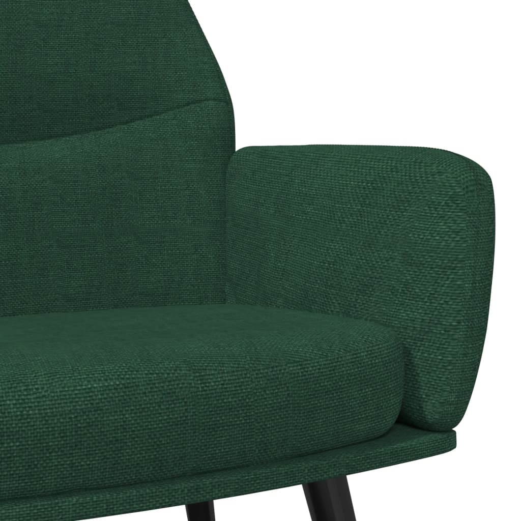 vidaXL Krzesło wypoczynkowe, ciemnozielone, obite tkaniną