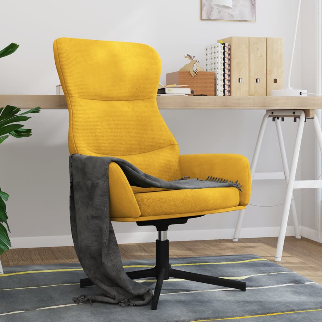 vidaXL Fotel, musztardowy, obity aksamitem