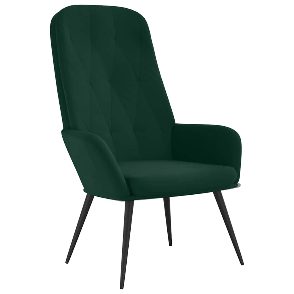 vidaXL Fotel, ciemnozielony, obity aksamitem