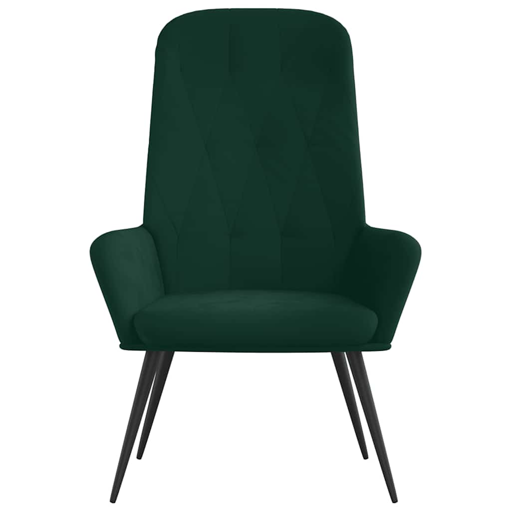 vidaXL Fotel, ciemnozielony, obity aksamitem