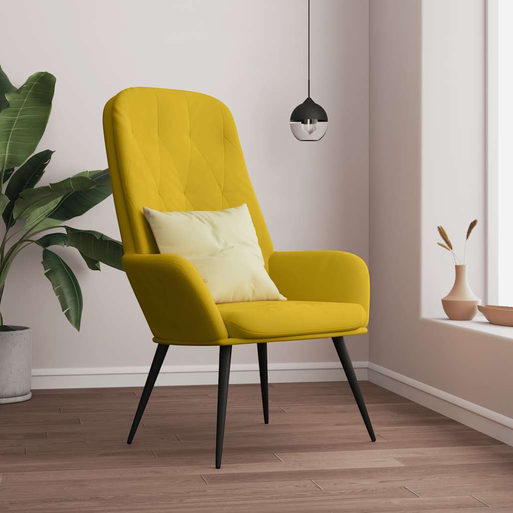 vidaXL Fotel, musztardowy, obity aksamitem