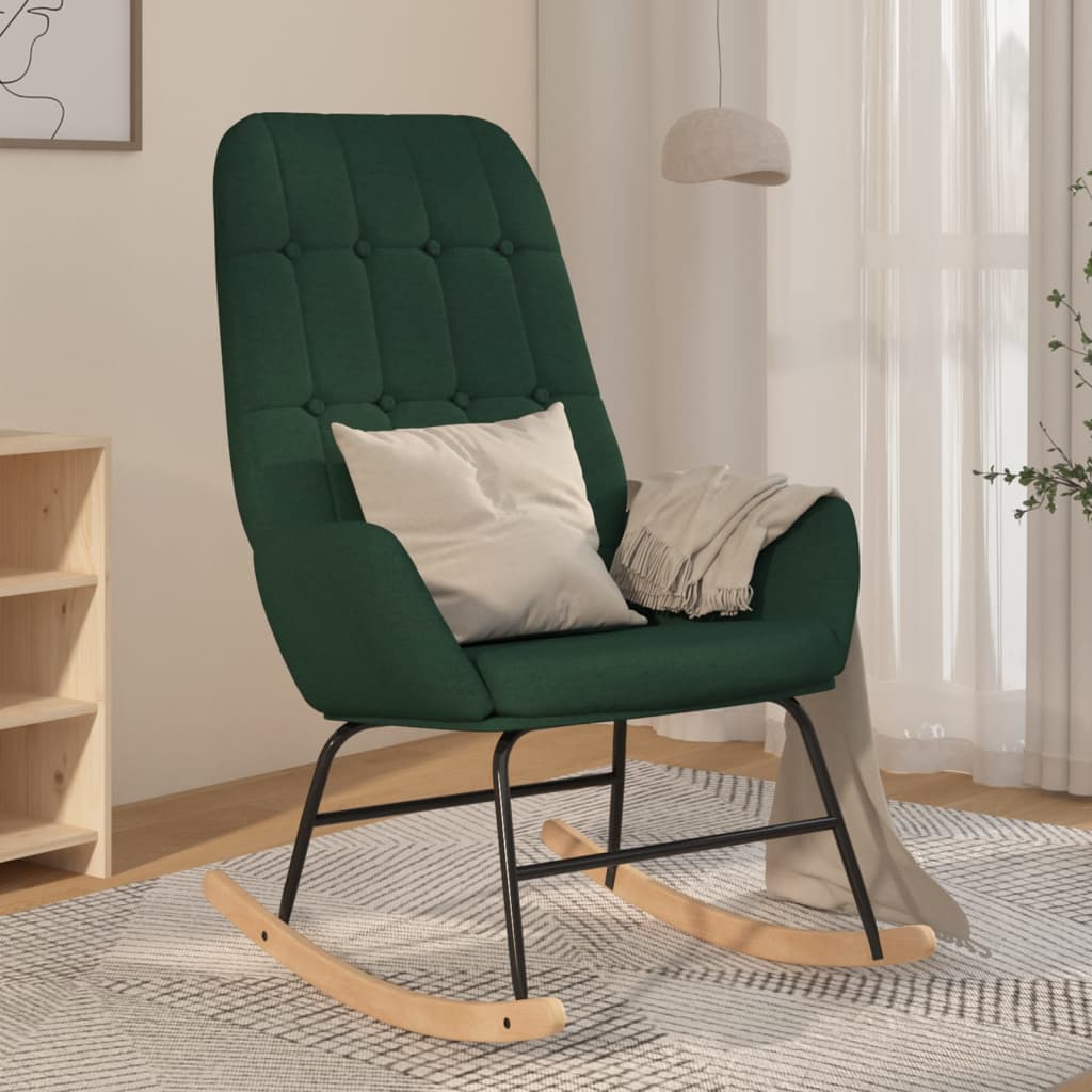vidaXL Fotel bujany, ciemnozielony, tapicerowany tkaniną