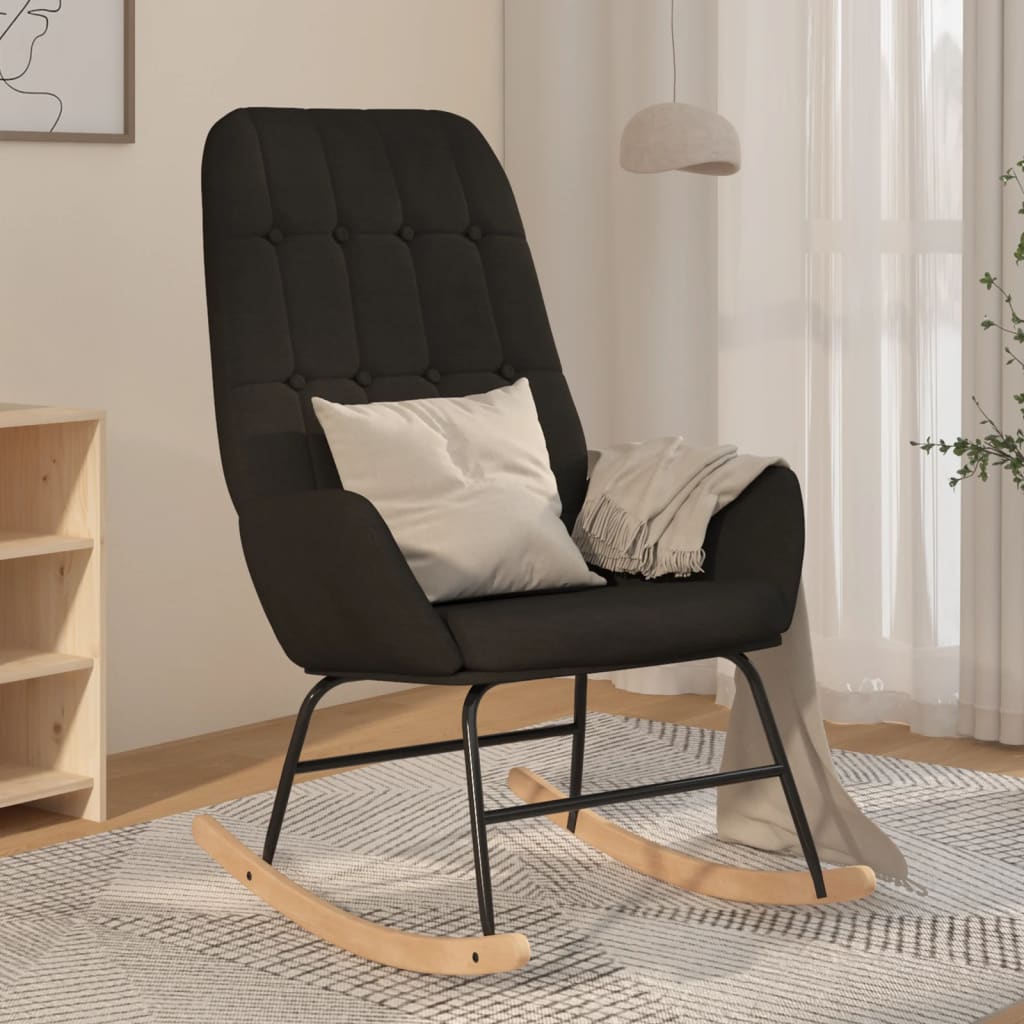 vidaXL Fotel bujany, czarny, tapicerowany tkaniną