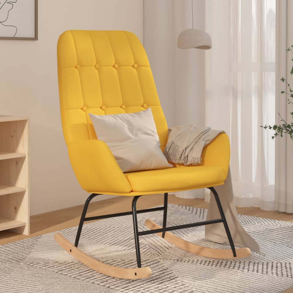 vidaXL Fotel bujany, musztardowy, tapicerowany tkaniną