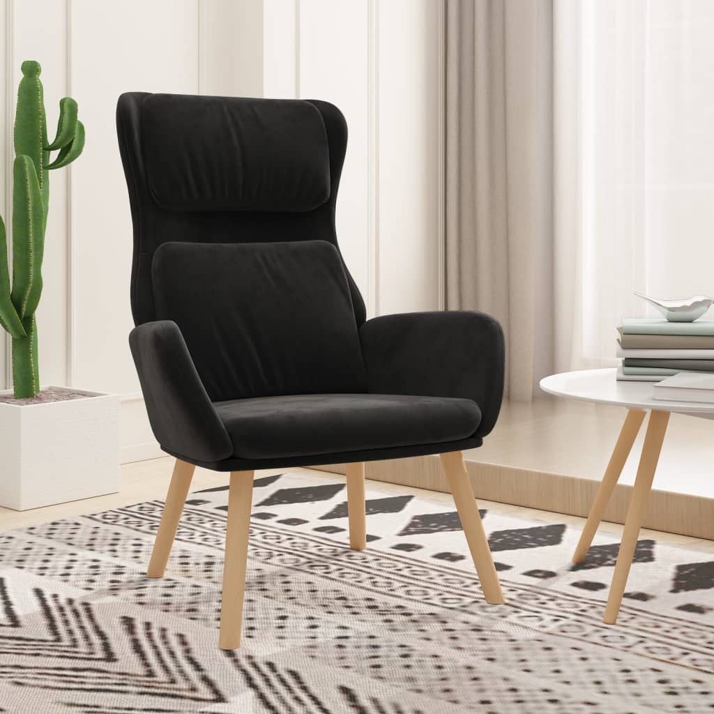 vidaXL Fotel, czarny, obity aksamitem