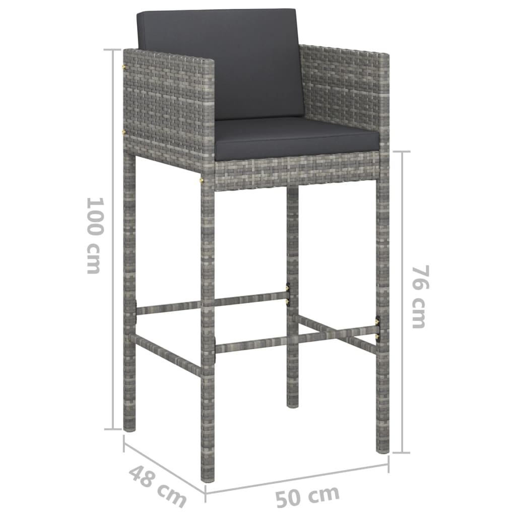 vidaXL 5-cz. zestaw mebli barowych z poduszkami, rattan PE, szary