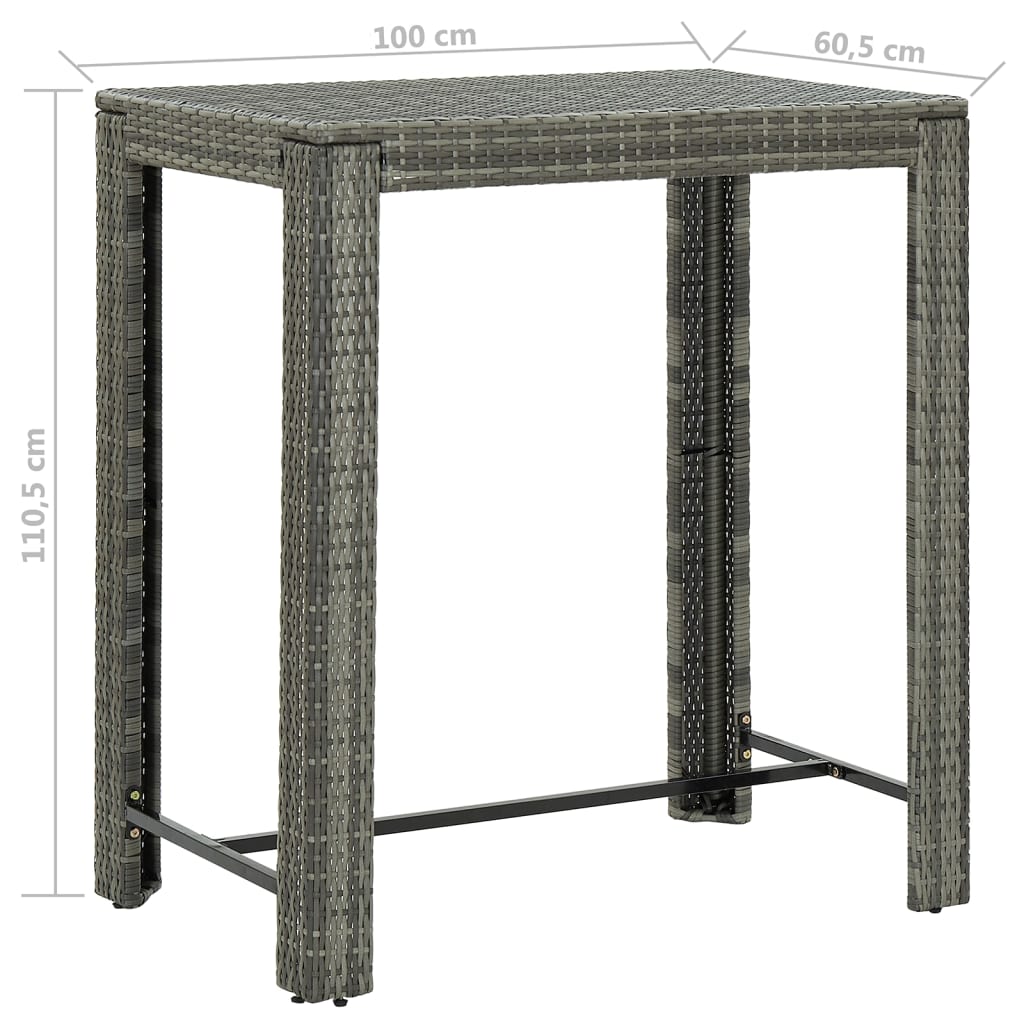 vidaXL 5-cz. zestaw mebli barowych z poduszkami, rattan PE, szary