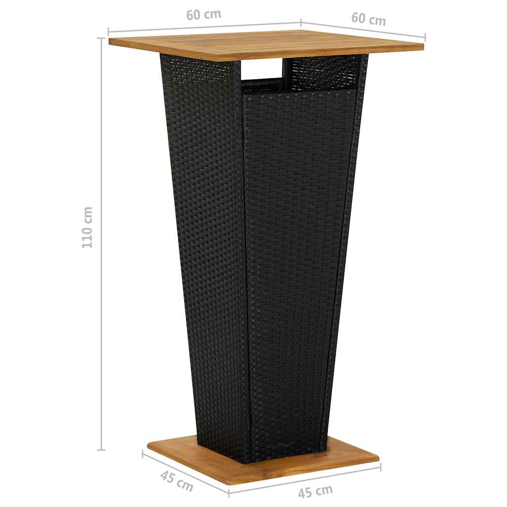 vidaXL 5-cz. zestaw mebli barowych z poduszkami, rattan PE, czarny