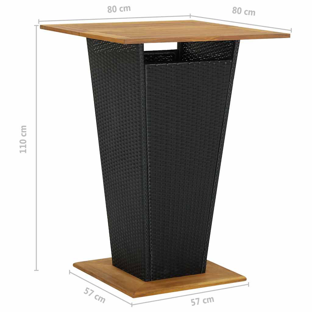 vidaXL 5-cz. zestaw mebli barowych z poduszkami, rattan PE, czarny