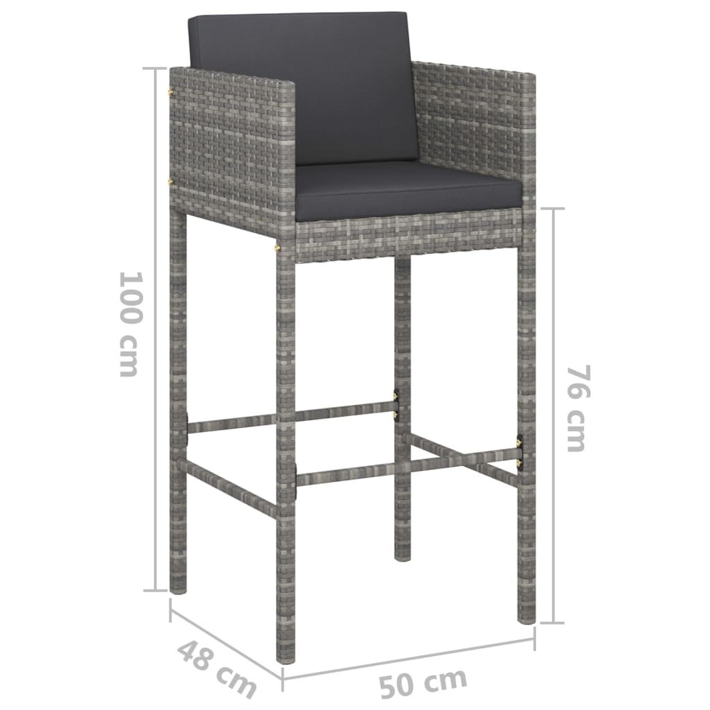 vidaXL 5-cz. zestaw mebli barowych z poduszkami, rattan PE, szary