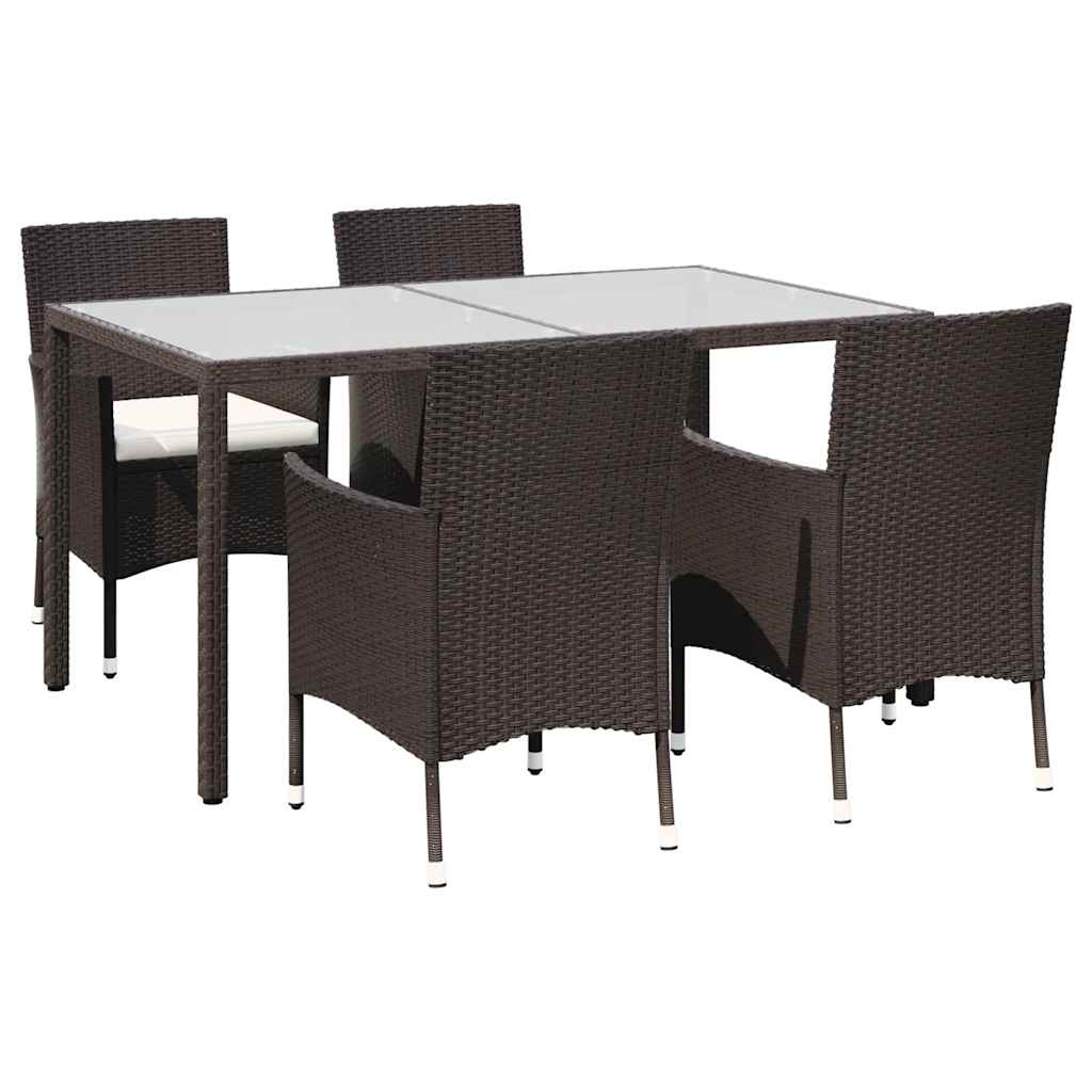 vidaXL 5-cz. zestaw mebli ogrodowych z poduszkami, rattan PE, brązowy