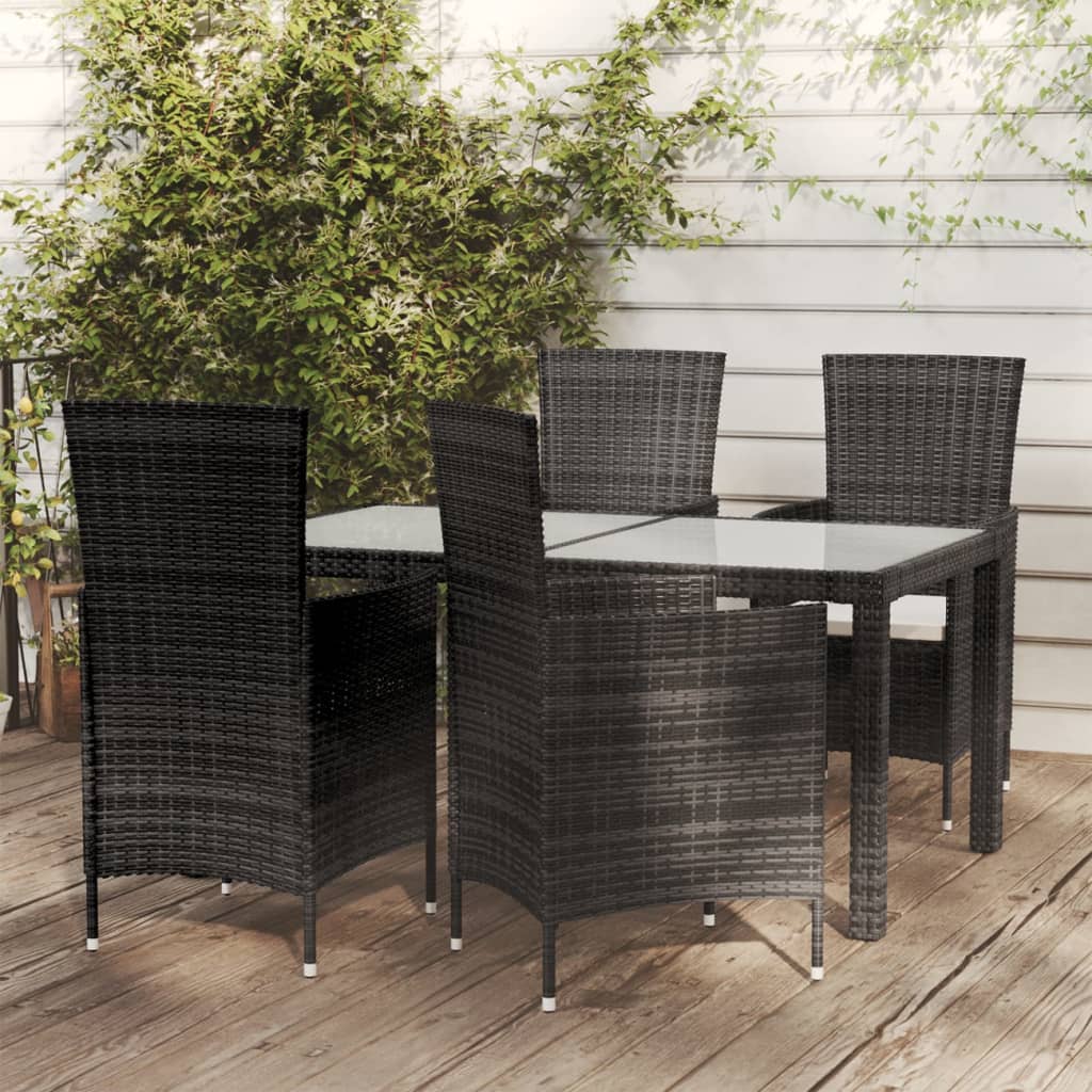 vidaXL 5-cz. zestaw mebli ogrodowych z poduszkami, rattan PE, czarny