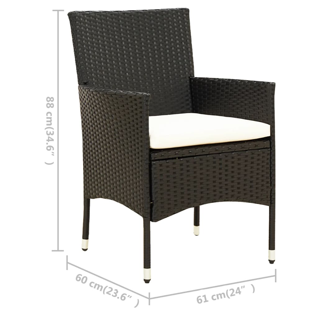 vidaXL 7-cz. zestaw mebli ogrodowych z poduszkami, rattan PE, czarny