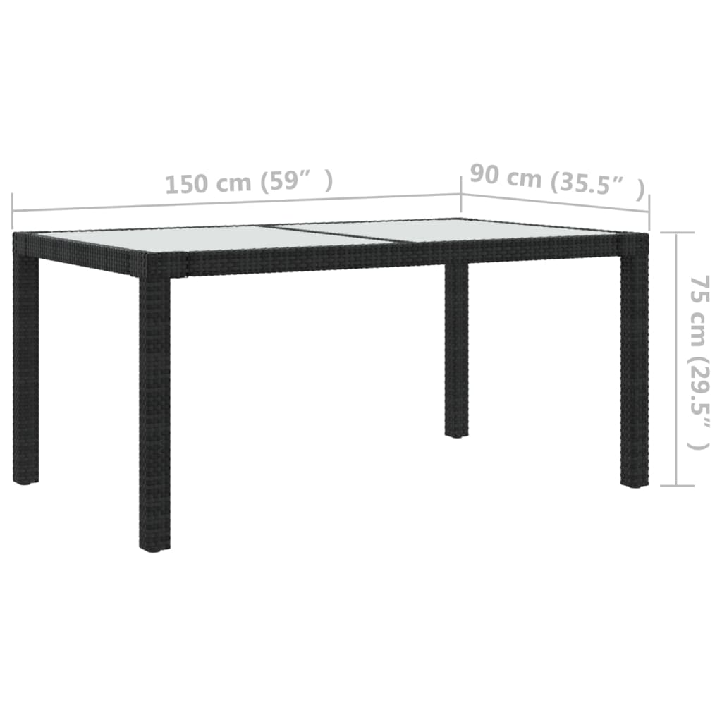 vidaXL 7-cz. zestaw mebli ogrodowych z poduszkami, rattan PE, czarny