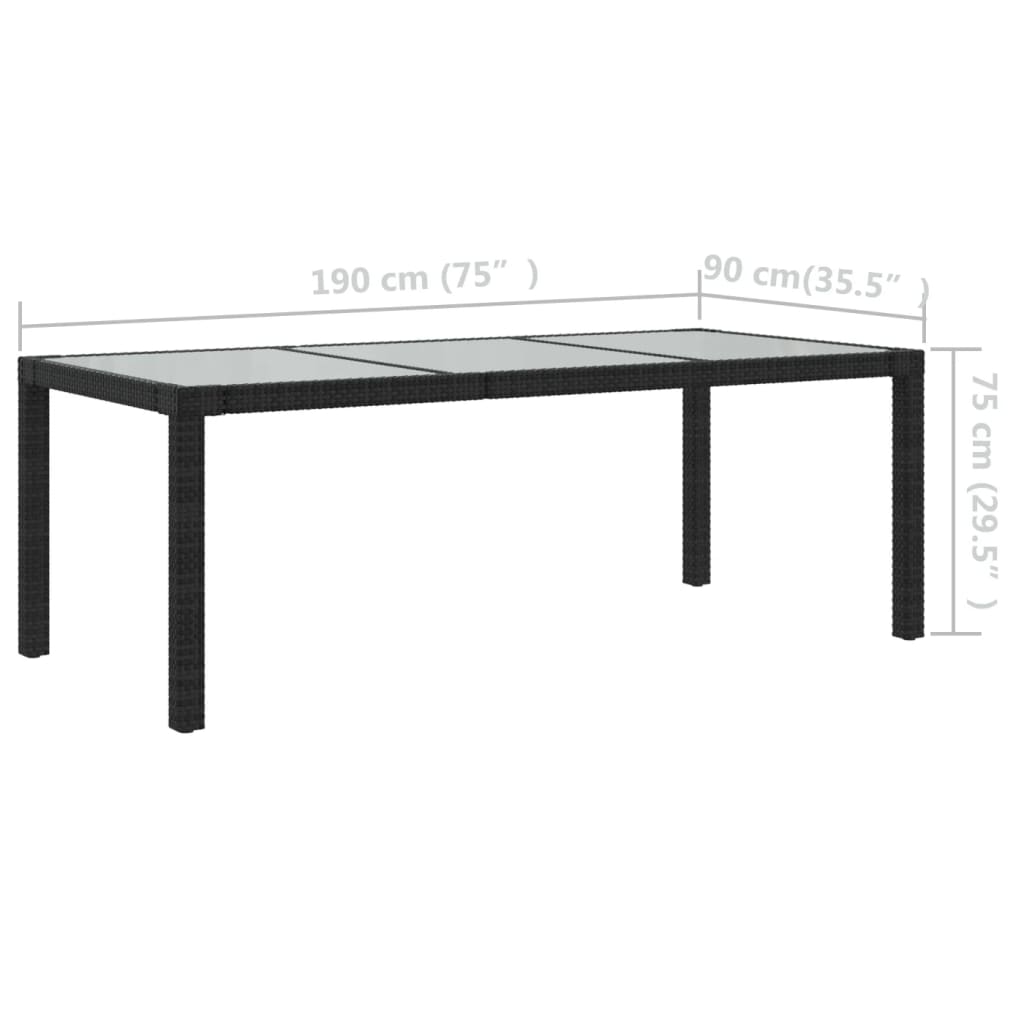 vidaXL 7-cz. zestaw mebli ogrodowych z poduszkami, rattan PE, czarny