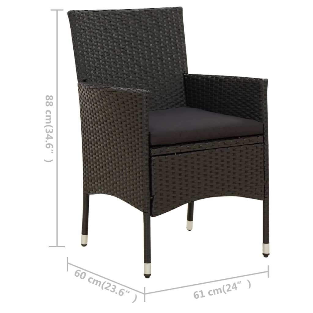 vidaXL 9-cz. zestaw mebli ogrodowych z poduszkami, rattan PE, czarny