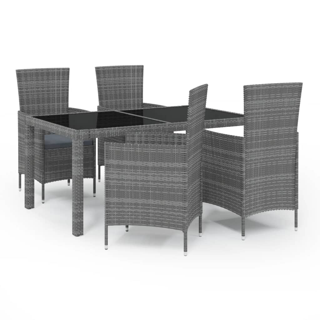 vidaXL 5-cz. zestaw mebli ogrodowych z poduszkami, rattan PE, szary
