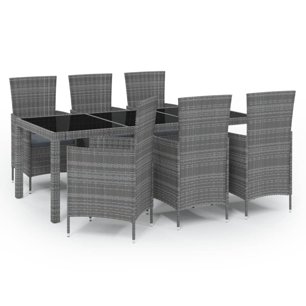vidaXL 7-cz. zestaw mebli ogrodowych z poduszkami, rattan PE, szary