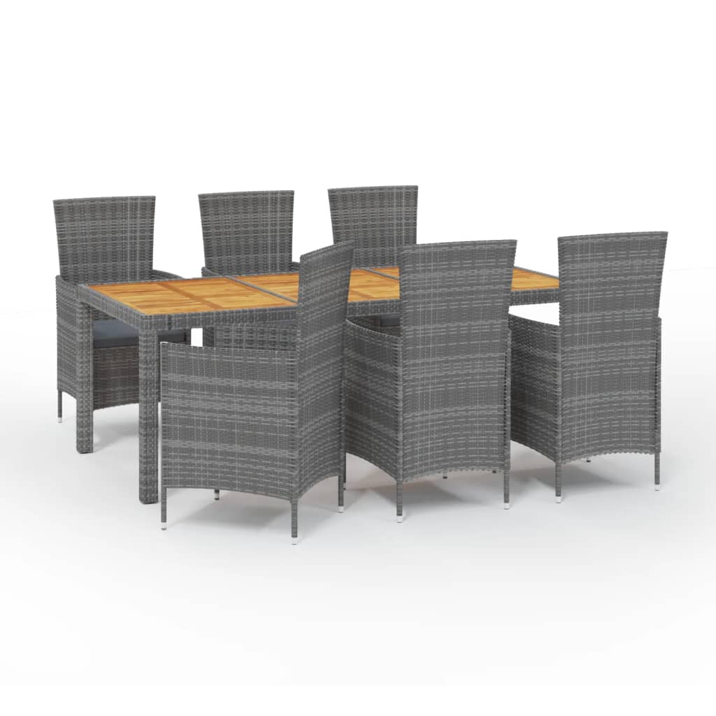 vidaXL 7-cz. zestaw mebli ogrodowych z poduszkami, rattan PE, szary