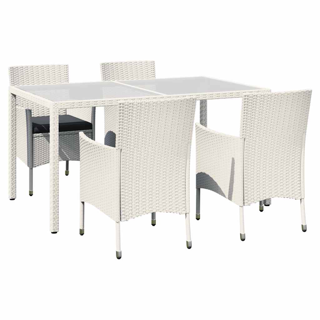 vidaXL 5-cz. zestaw mebli ogrodowych z poduszkami, rattan PE, biały