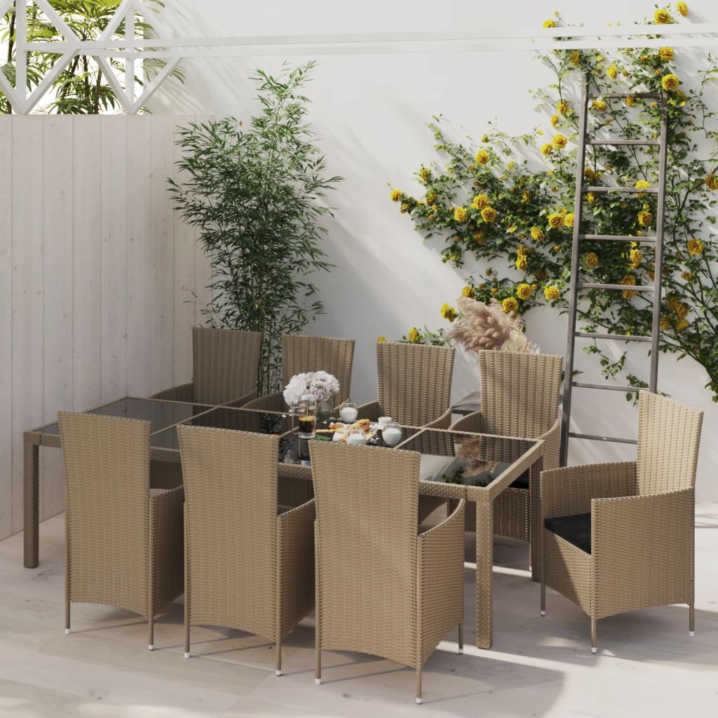 vidaXL11-cz. zestaw mebli ogrodowych z poduszkami, rattan PE, beżowy