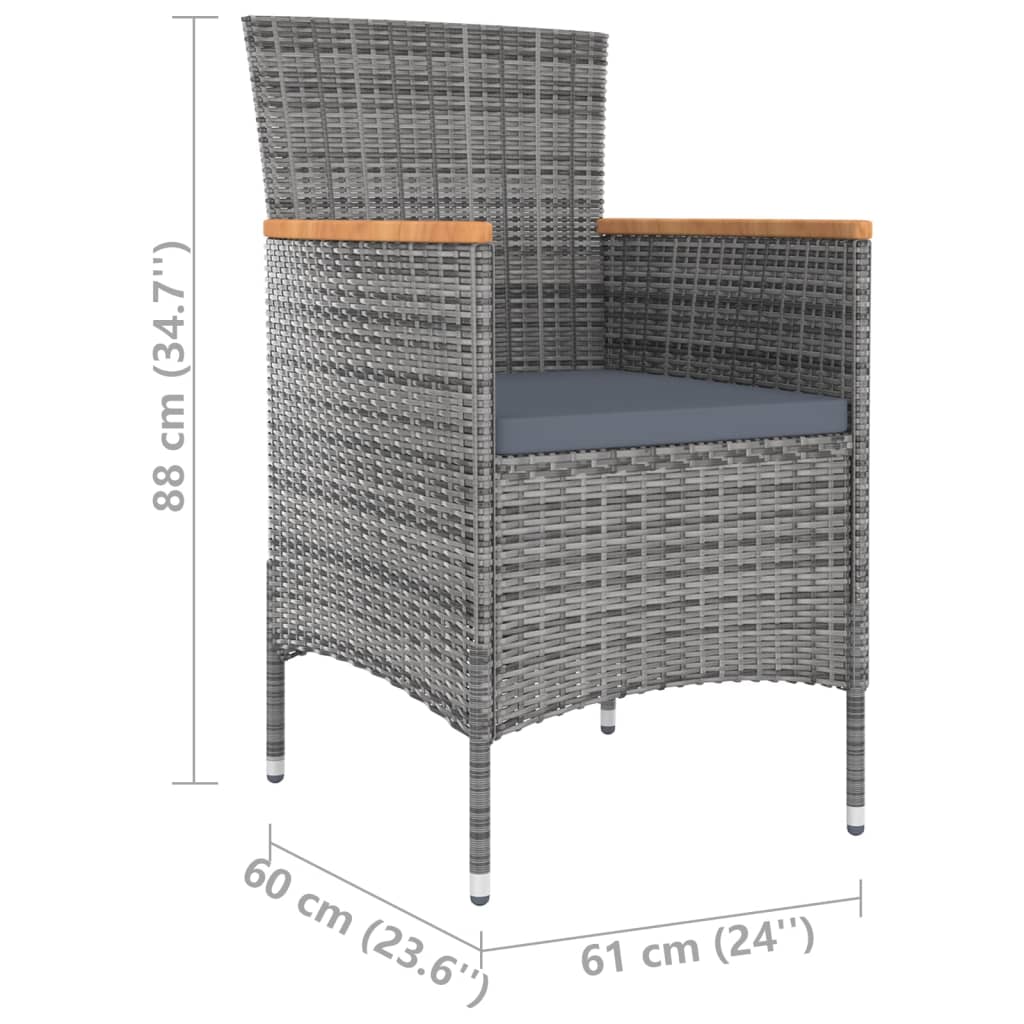 vidaXL 5-cz. zestaw mebli ogrodowych z poduszkami, rattan PE, szary
