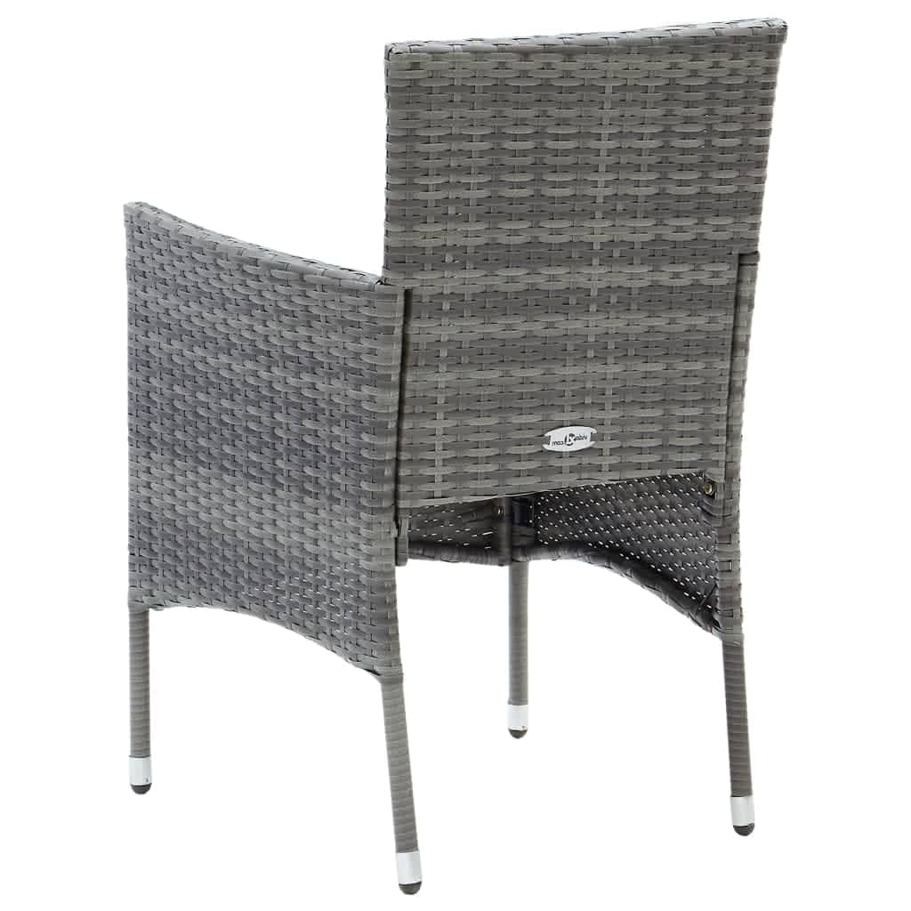 vidaXL 3-cz. zestaw mebli ogrodowych z poduszkami, polirattan, szary