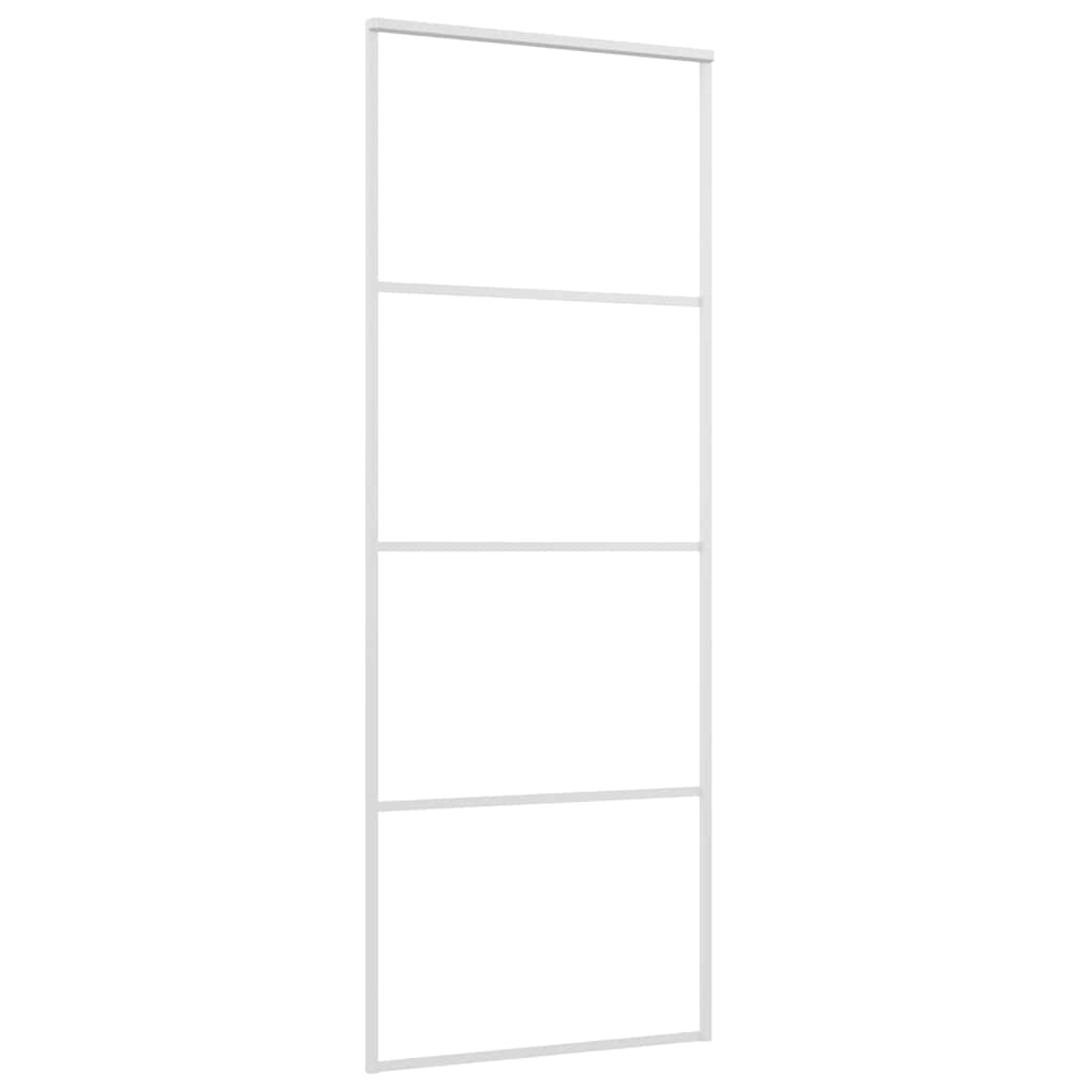 vidaXL Drzwi przesuwne, szkło ESG i aluminium, 76x205 cm, białe