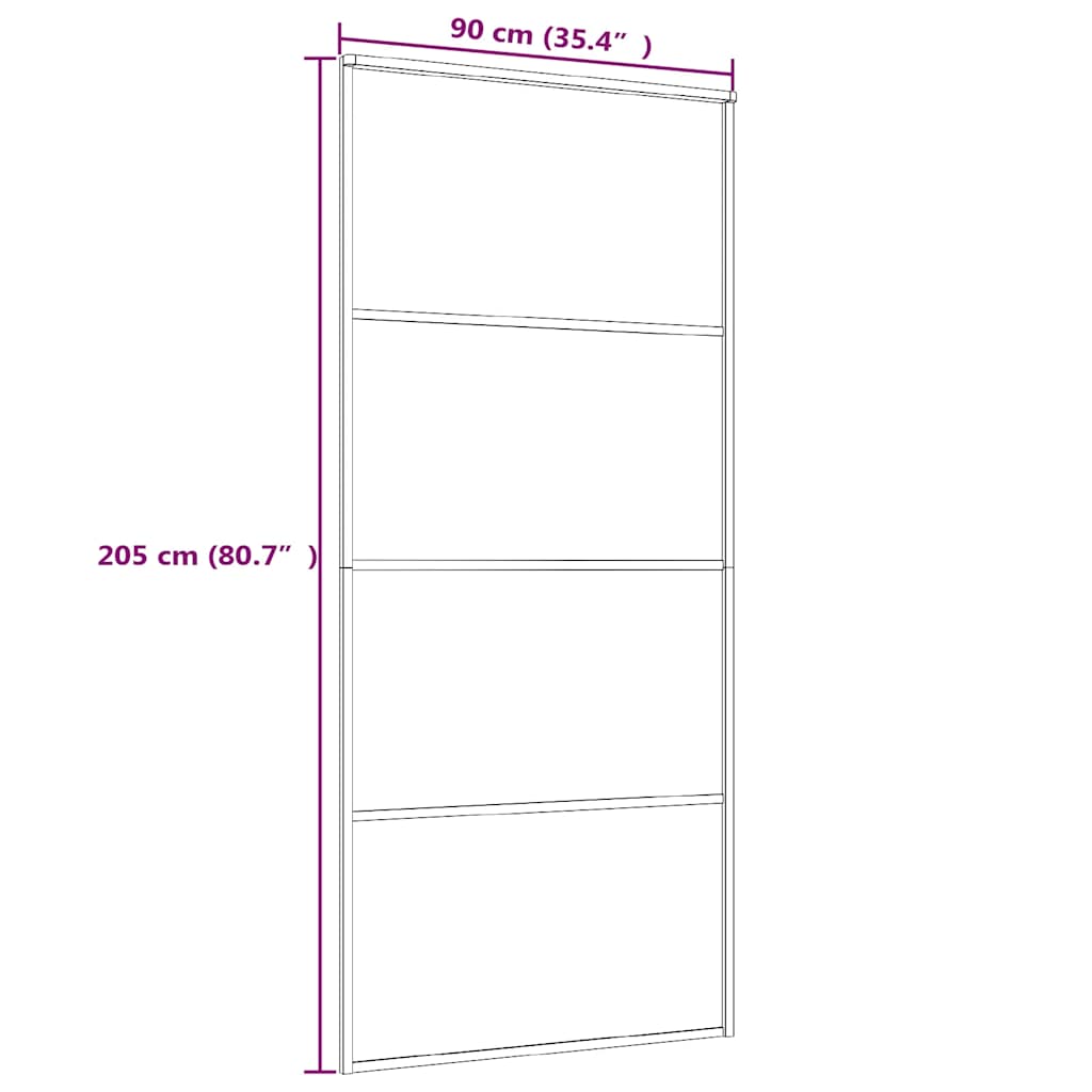 vidaXL Drzwi przesuwne, szkło ESG i aluminium, 90x205 cm, czarne
