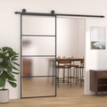 vidaXL Drzwi przesuwne, szkło ESG i aluminium, 90x205 cm, czarne