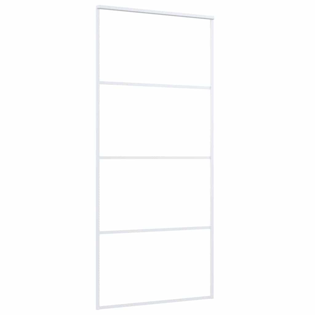 vidaXL Drzwi przesuwne, szkło ESG i aluminium, 90x205 cm, białe