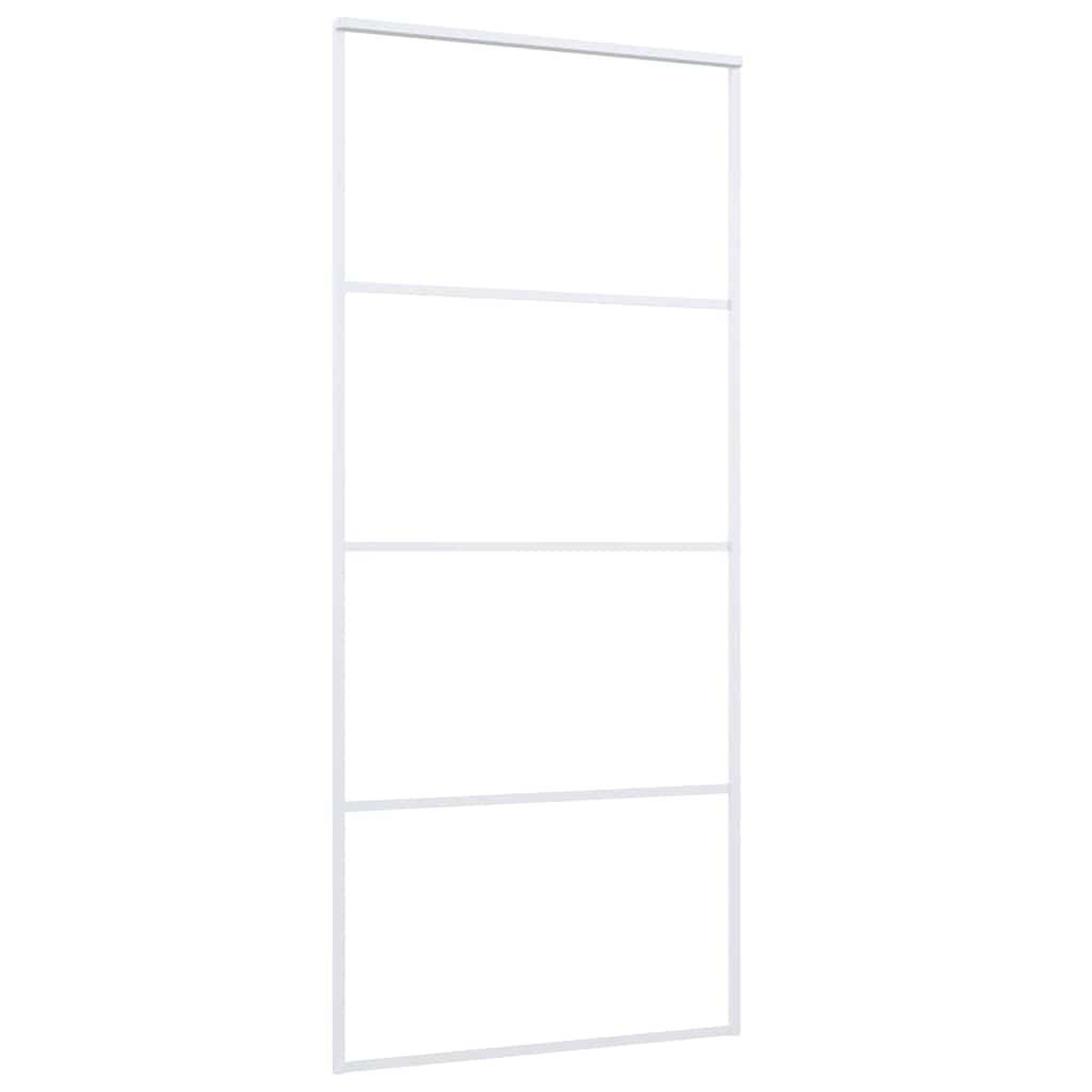 vidaXL Drzwi przesuwne, szkło ESG i aluminium, 90x205 cm, białe