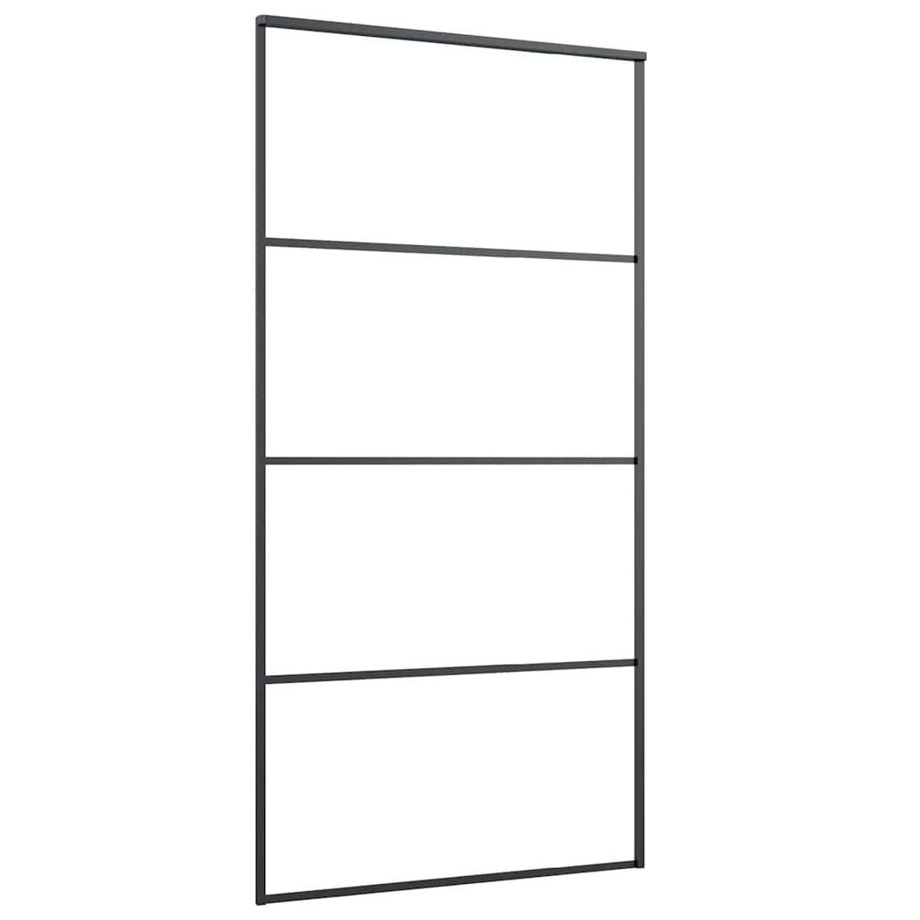 vidaXL Drzwi przesuwne, szkło ESG i aluminium, 102,5x205 cm, czarne