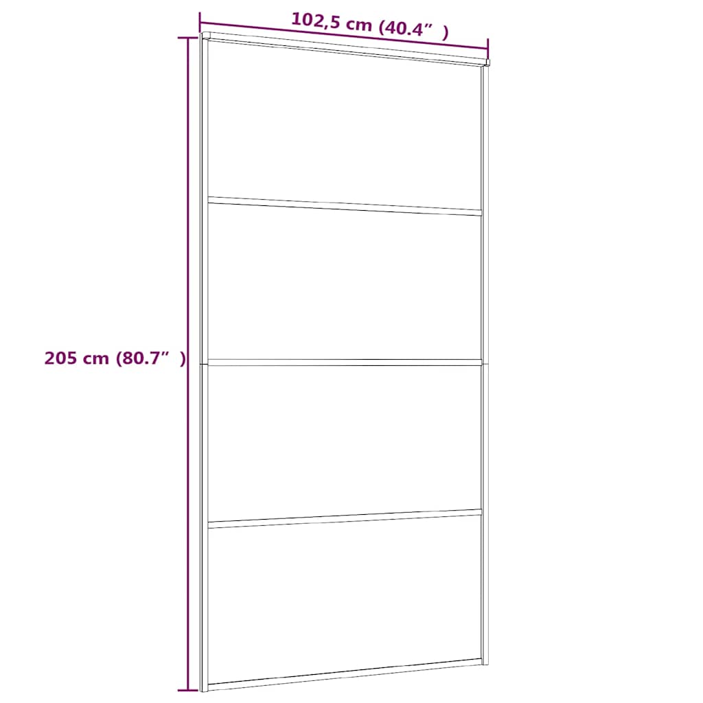 vidaXL Drzwi przesuwne, szkło ESG i aluminium, 102,5x205 cm, czarne