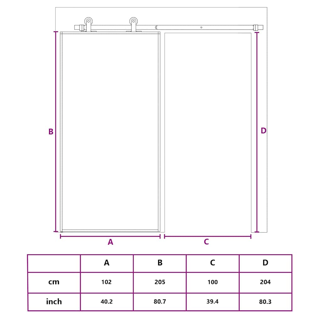 vidaXL Drzwi przesuwne, szkło ESG i aluminium, 102,5x205 cm, czarne