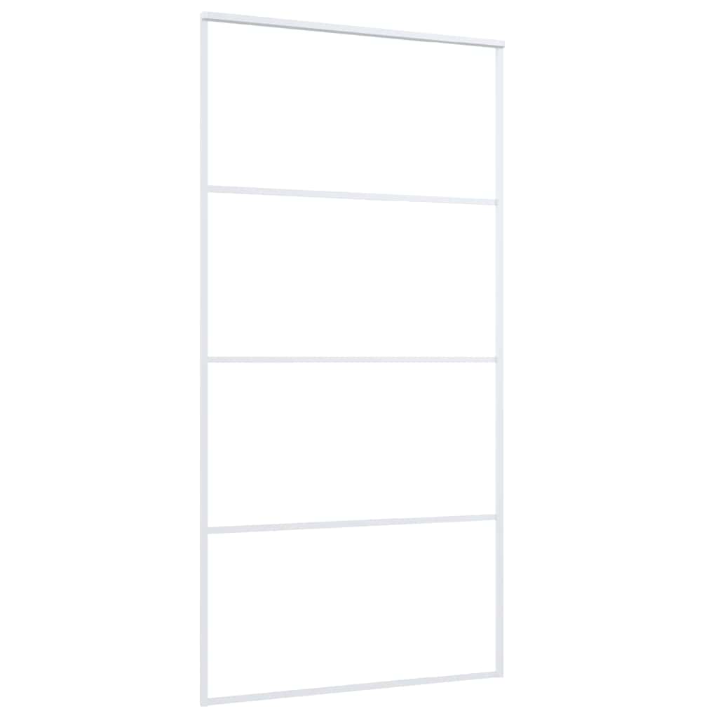 vidaXL Drzwi przesuwne, szkło ESG i aluminium, 102,5x205 cm, białe