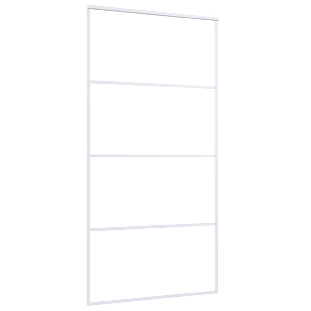 vidaXL Drzwi przesuwne, szkło ESG i aluminium, 102,5x205 cm, biały