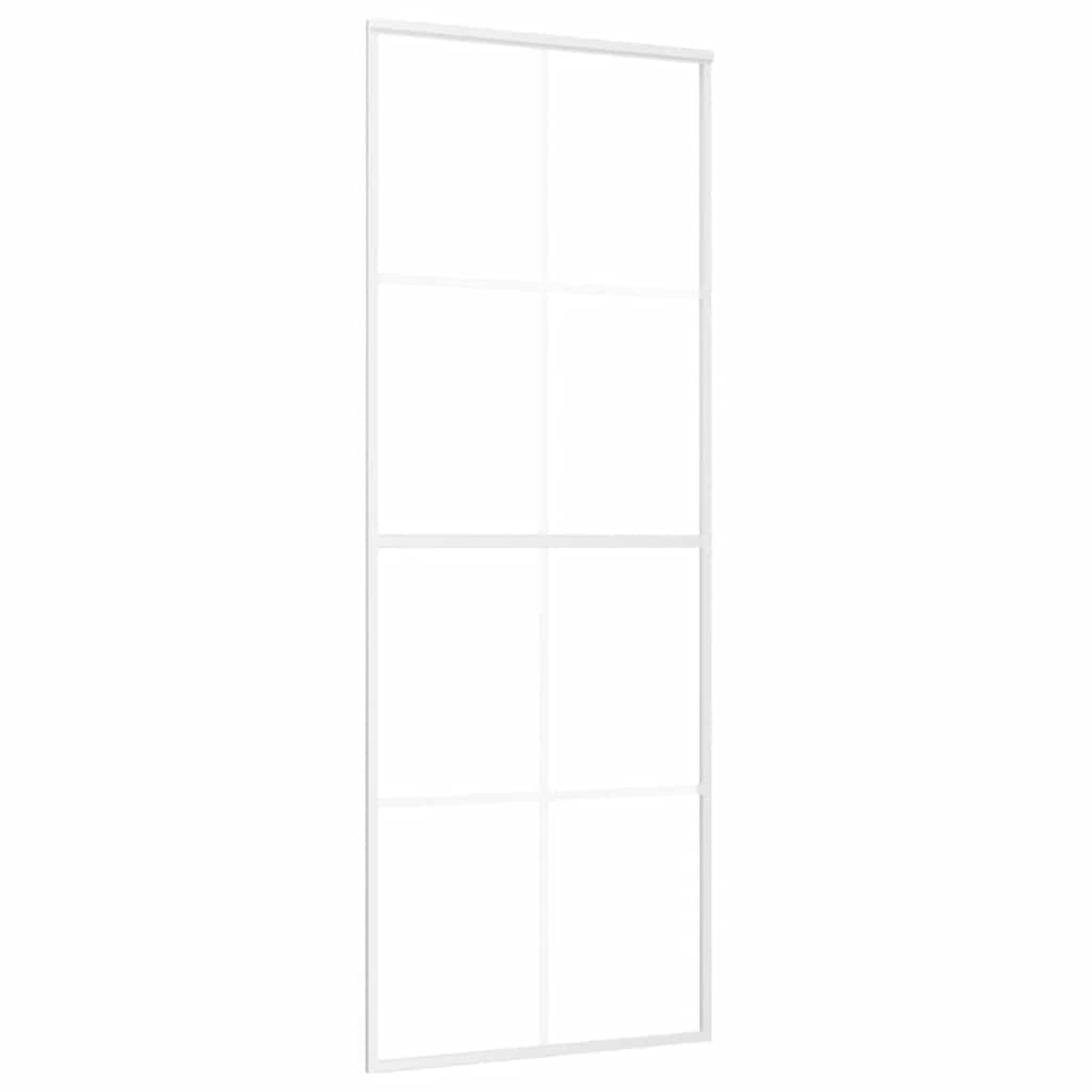 vidaXL Drzwi przesuwne, szkło ESG i aluminium, 76x205 cm, białe