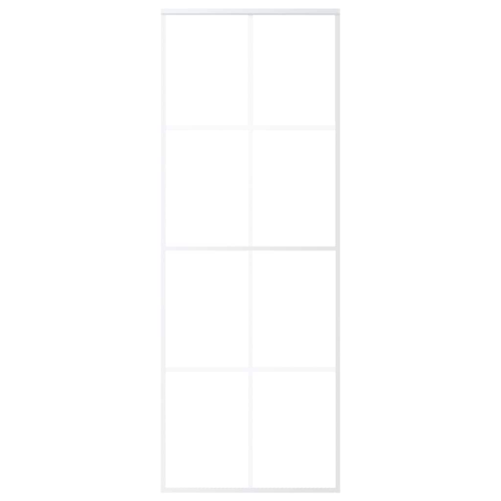 vidaXL Drzwi przesuwne, szkło ESG i aluminium, 76x205 cm, białe