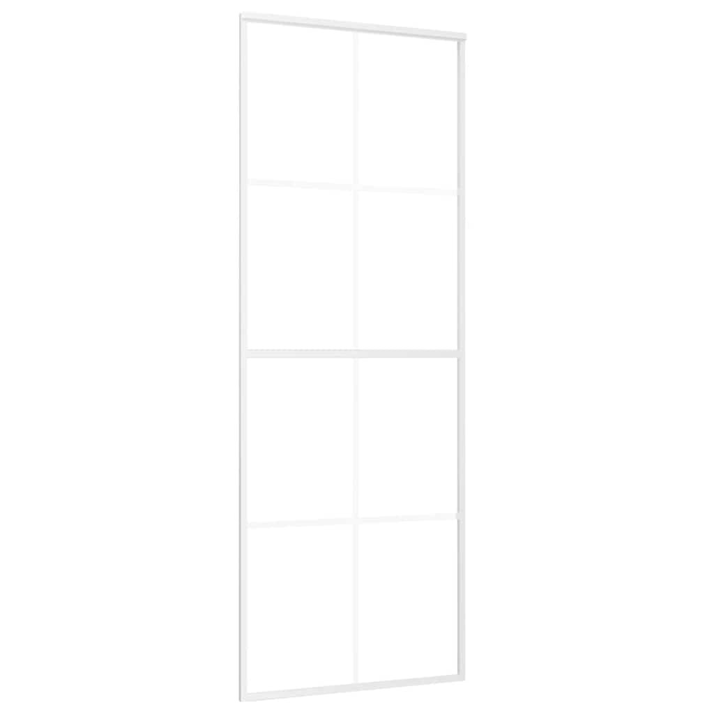 vidaXL Drzwi przesuwne, matowe szkło ESG i aluminium, 76x205 cm, białe