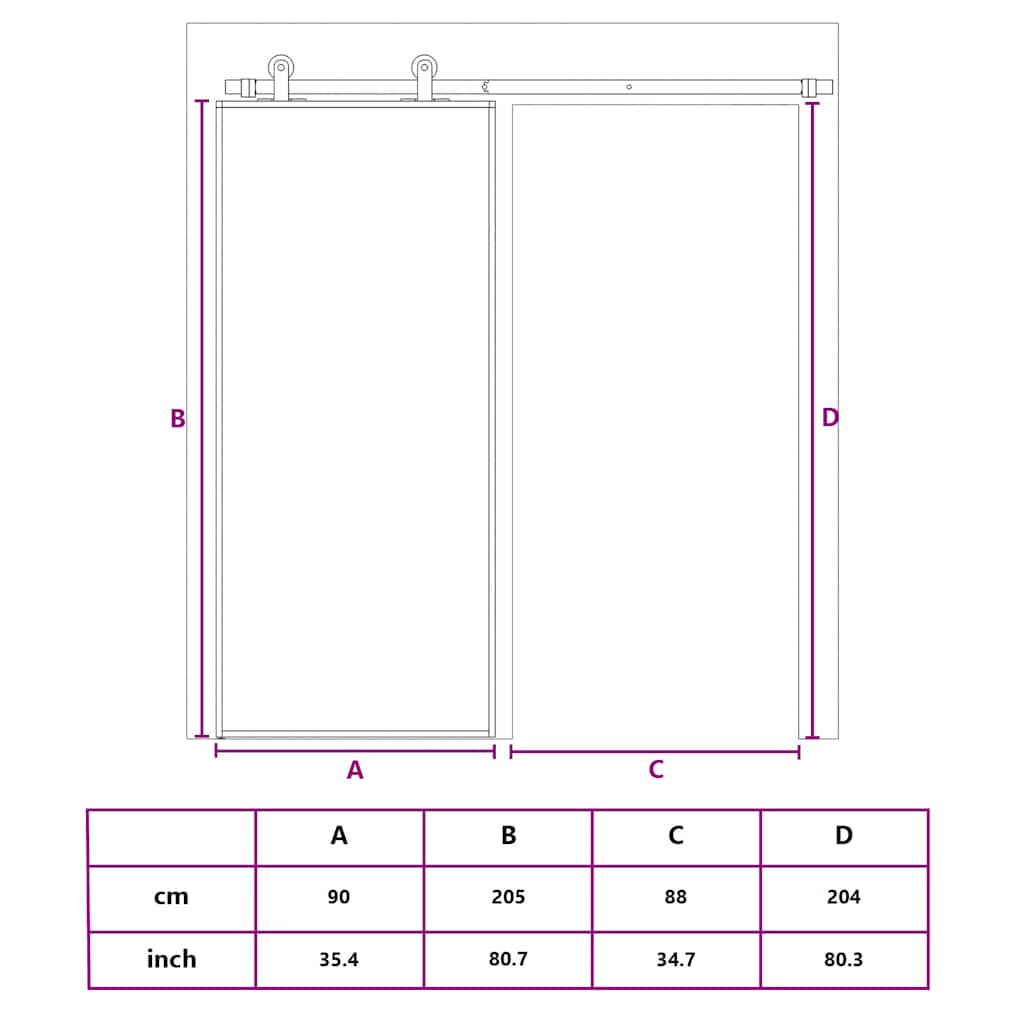 vidaXL Drzwi przesuwne, szkło ESG i aluminium, 90x205 cm, białe